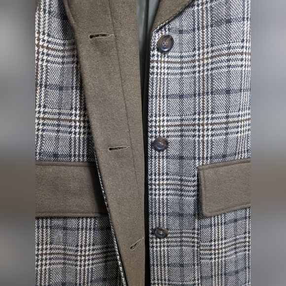 NWT Treasure & Bond Mixed Media Utility Coat Brown Olive Plaid Mix Size S - Picture 7 of 11